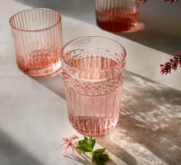 2 verres rose en verre